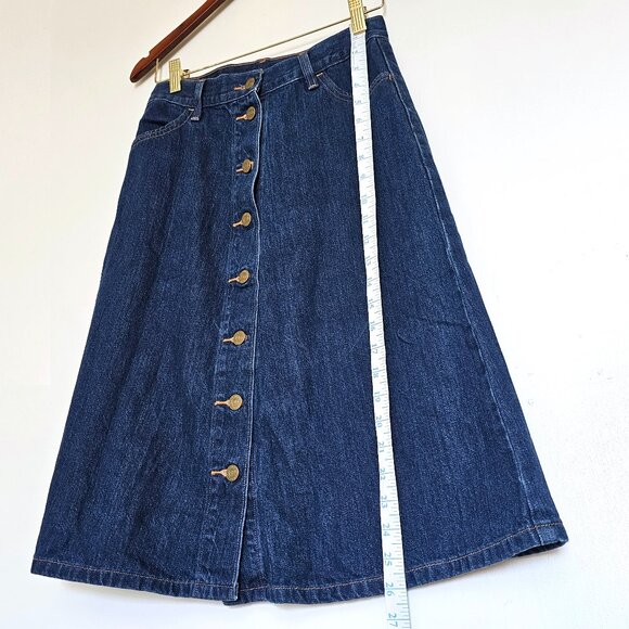 Levi’s Button Front A-Line Denim Midi Skirt W25 XS-S Medium to Dark Wash - Picture 1 of 10